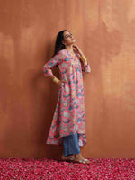Thumbnail for trueBrowns Orange Print A-line Kurta Set - Distacart