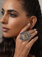 Thumbnail for trueBrowns Silver Gold Tone Square Ring - Distacart