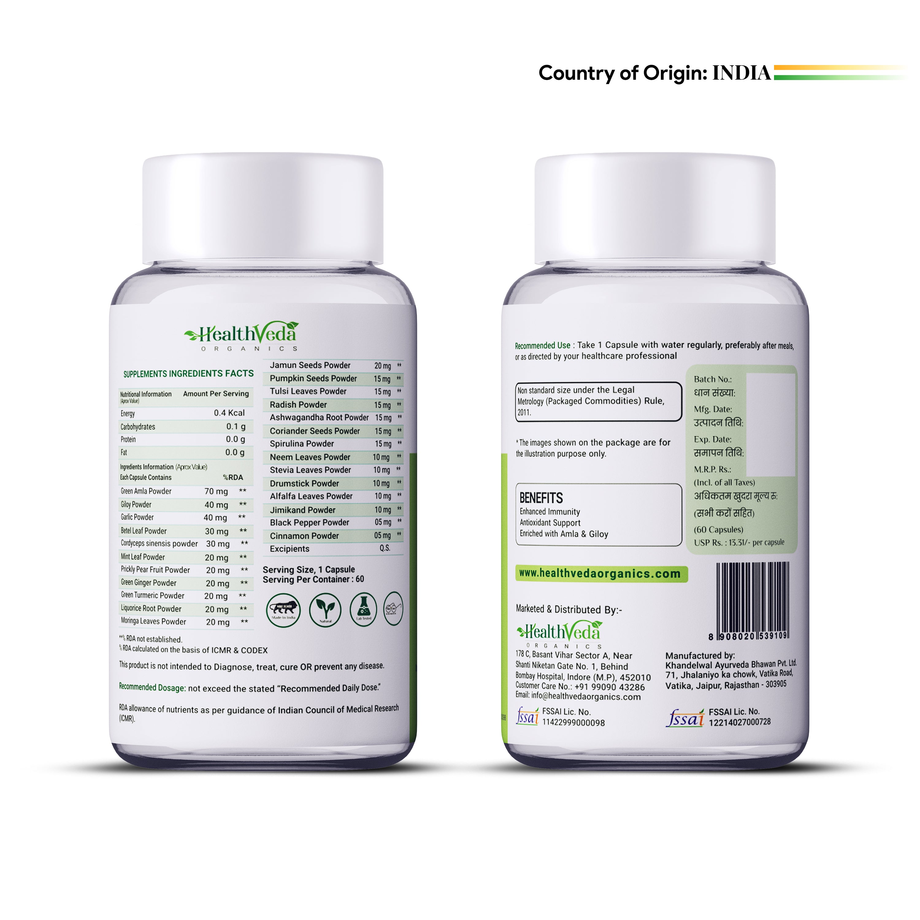 Health Veda Organics Natural Immunity Booster Capsules - Distacart