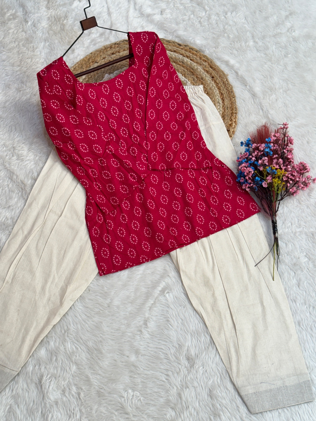 Anaita Red Cotton Readymade Suit with Digital Print - Dista