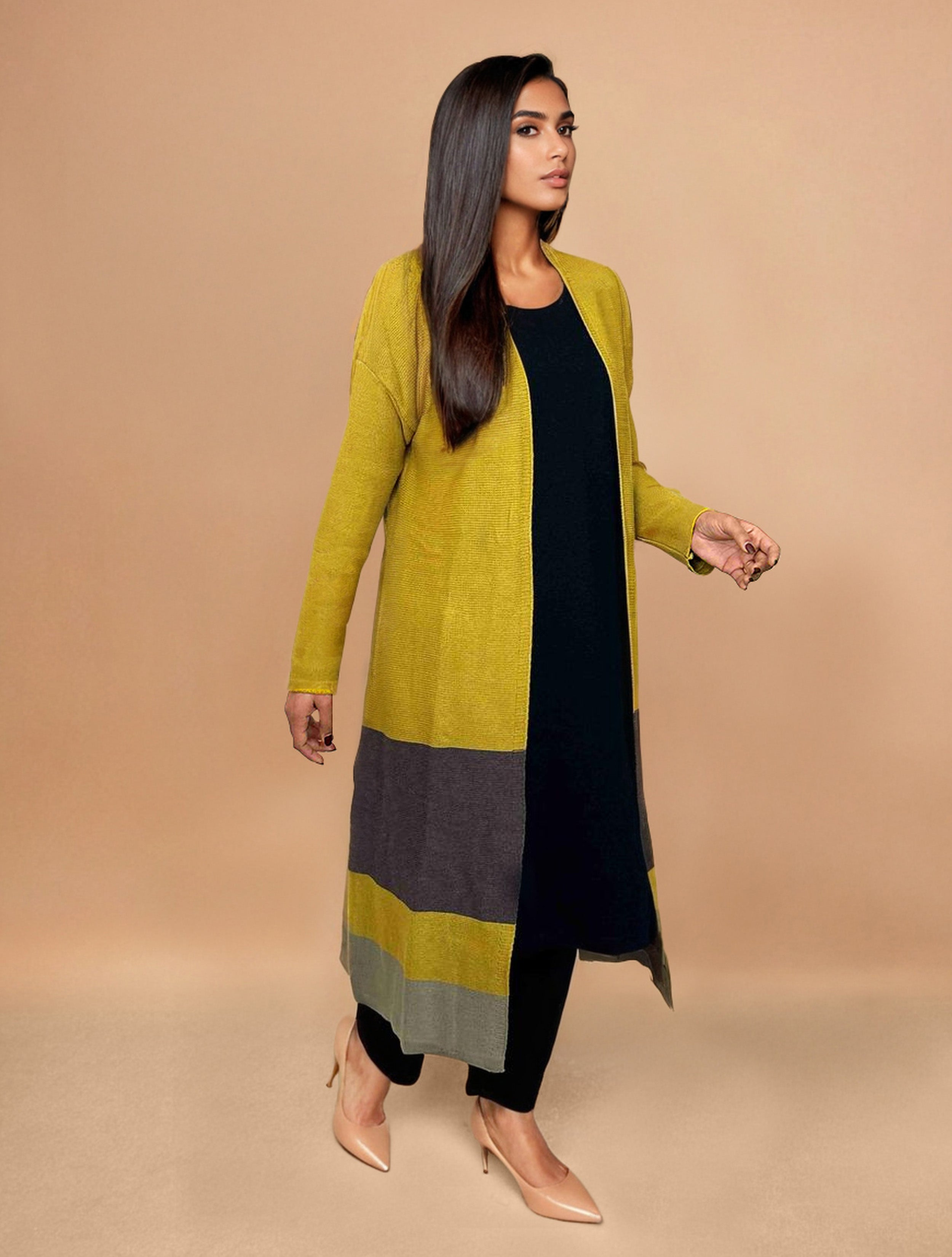 trueBrowns Mustard Woollen Cape - Distacart