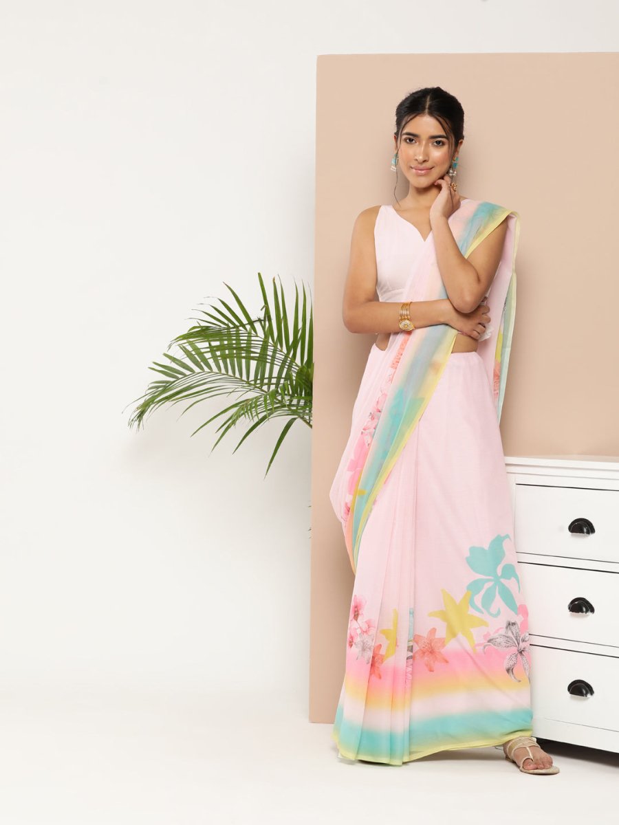 Ahalyaa Women Chiffon Floral Saree - Distacart