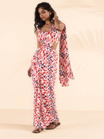Thumbnail for trueBrowns Carrot Muslin Ikat Ready to Wear Saree - Distacart
