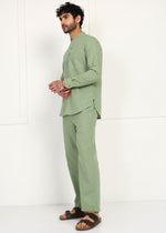 Thumbnail for Fabmade Sage Linen Kurta Co-Ord Set - Distacart