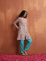 Thumbnail for trueBrowns Off White Print Kurta Co-ord Set