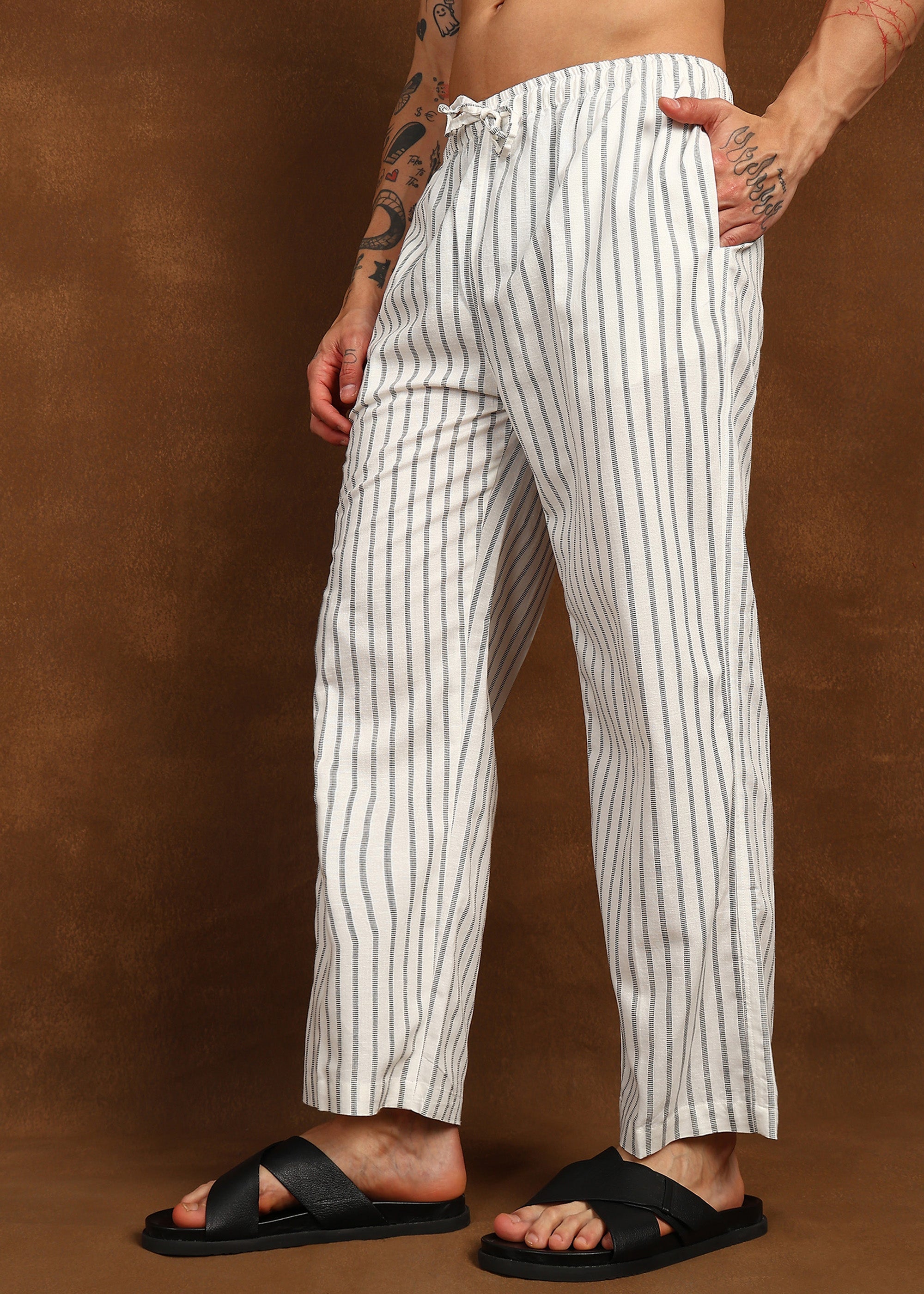 Fabmade Driftline Stripe Linen Pyjama - Distacart