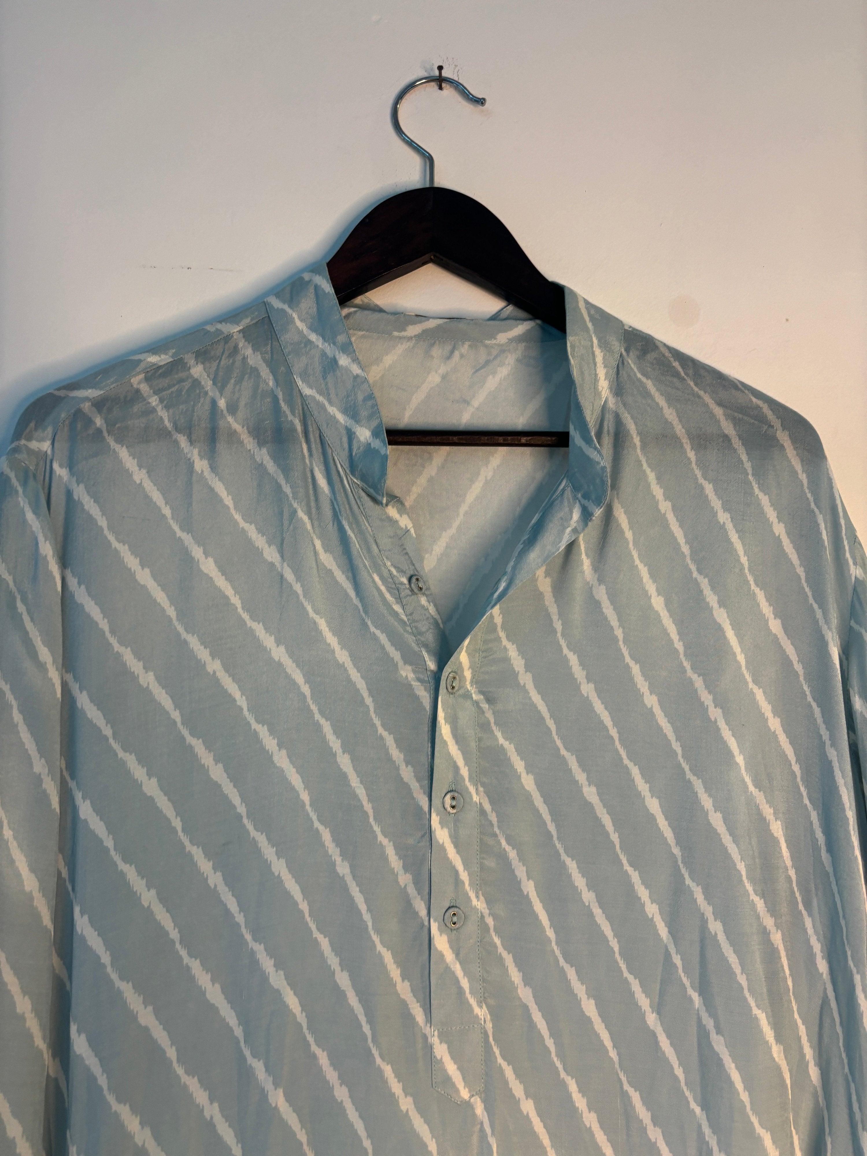 trueBrowns Blue Leheriya Men's Kurta - Distacart