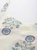 Thumbnail for Ahalyaa Floral Printed Regular Pure Cotton Kurta with Trousers & Jacket - Distacart