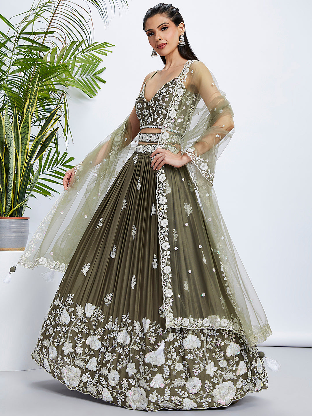 House of Panchhi Teal - Georgette Sequins, Mirror And Thread Embroidery Lehenga Choli - Distacart