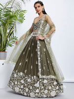 Thumbnail for House of Panchhi Teal - Georgette Sequins, Mirror And Thread Embroidery Lehenga Choli - Distacart