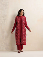 Thumbnail for trueBrowns Maroon Kashmiri Woollen Jacket 3pc Set