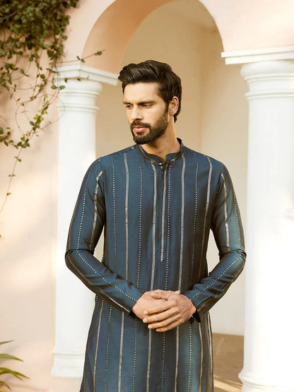 Fabmade Embroidered Regular Sequinned Chanderi Silk Kurta - Distacart