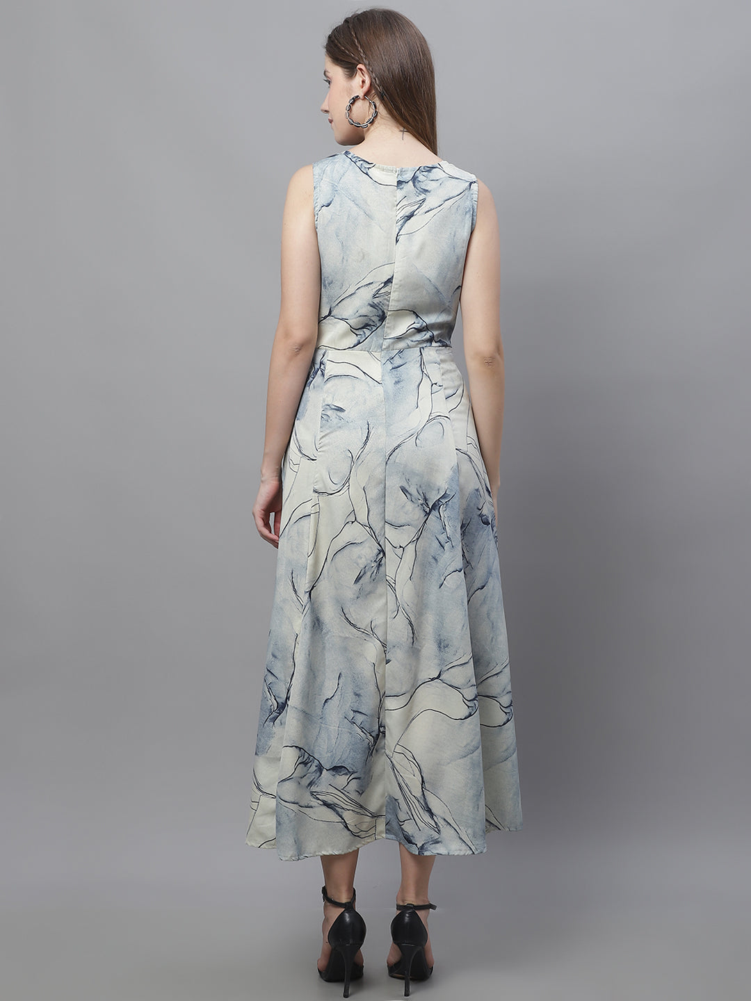 Jainish Women's Blue Printed A-Line Dresses - Distacart