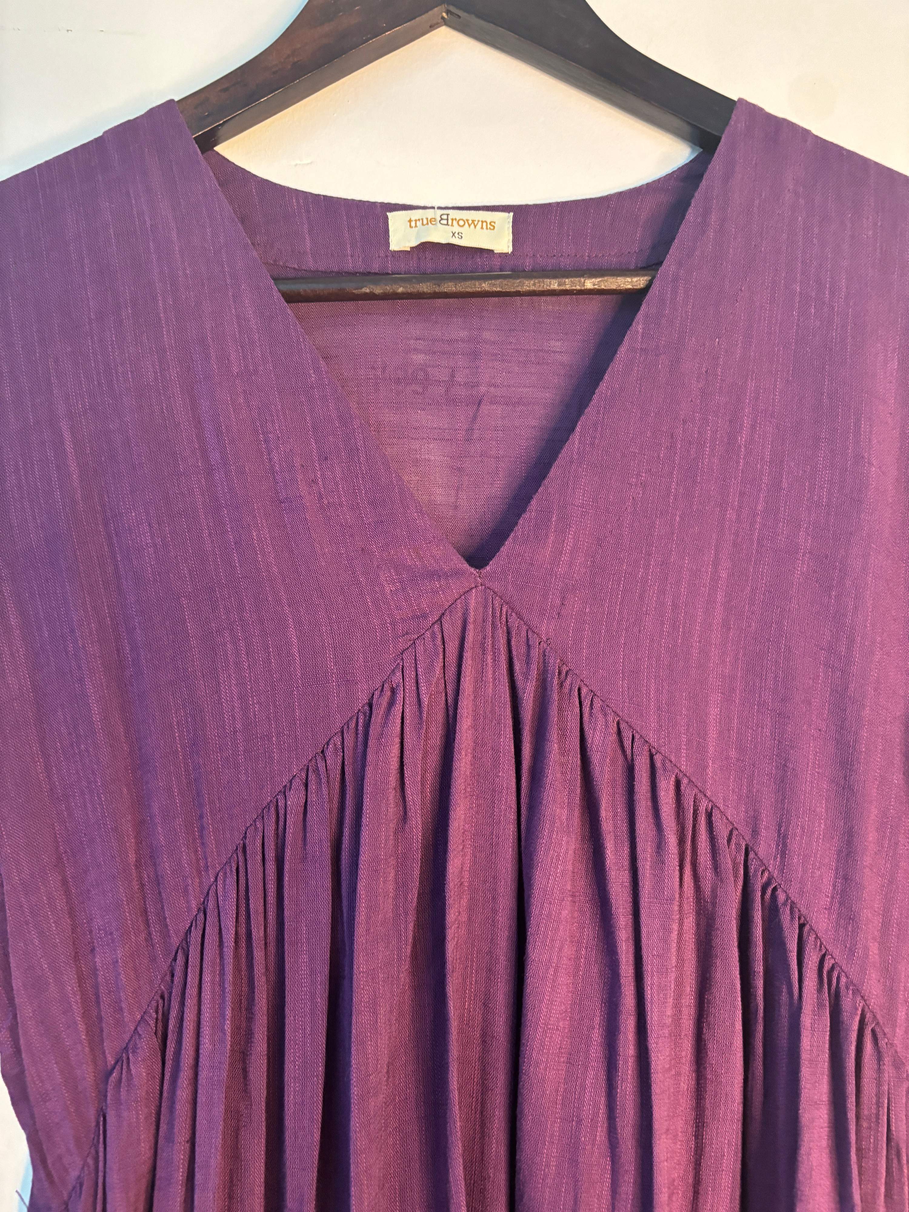 trueBrowns Purple Slub Dress - Distacart