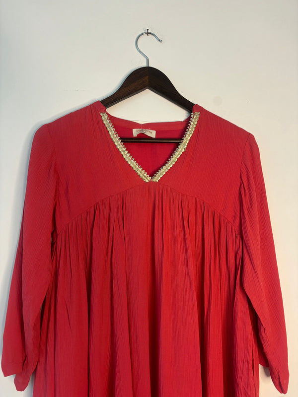 trueBrowns Peach Crinkle Top