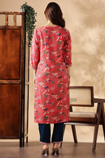 Thumbnail for BulBul Alfina Red Rayon Kurta Set with Dupatta
