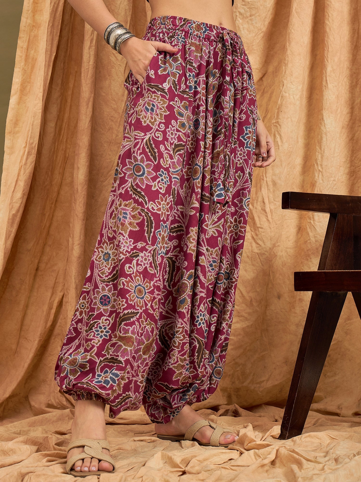 InWeave Burgundy Big Jaal Harem Pant - Distacart