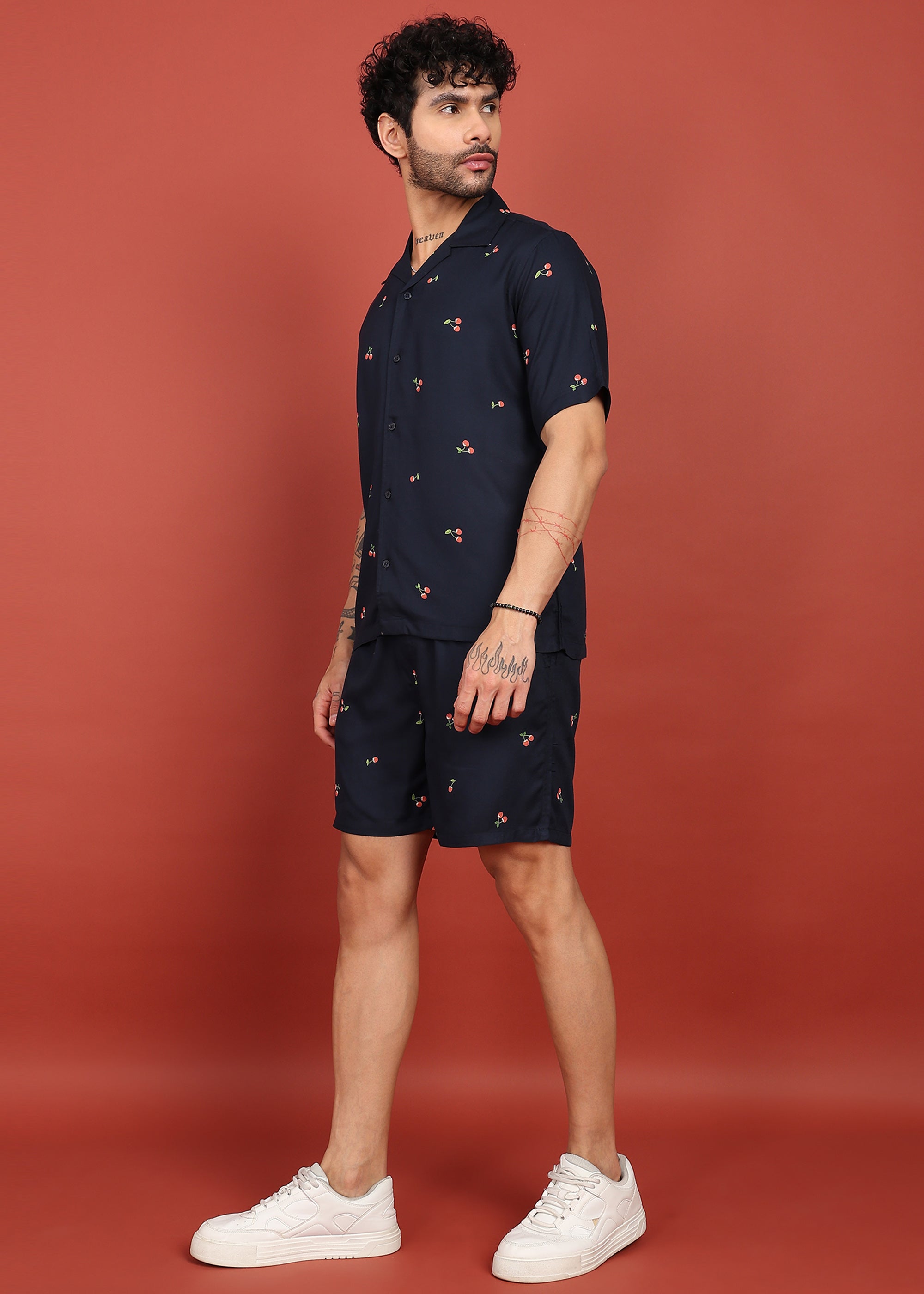 Fabmade Midnight Cherry Printed Co-Ord Set - Distacart