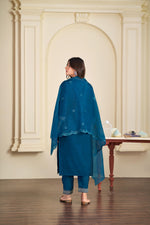 Thumbnail for BulBul Ragini Solid Teal Roman Silk Salwar Suit