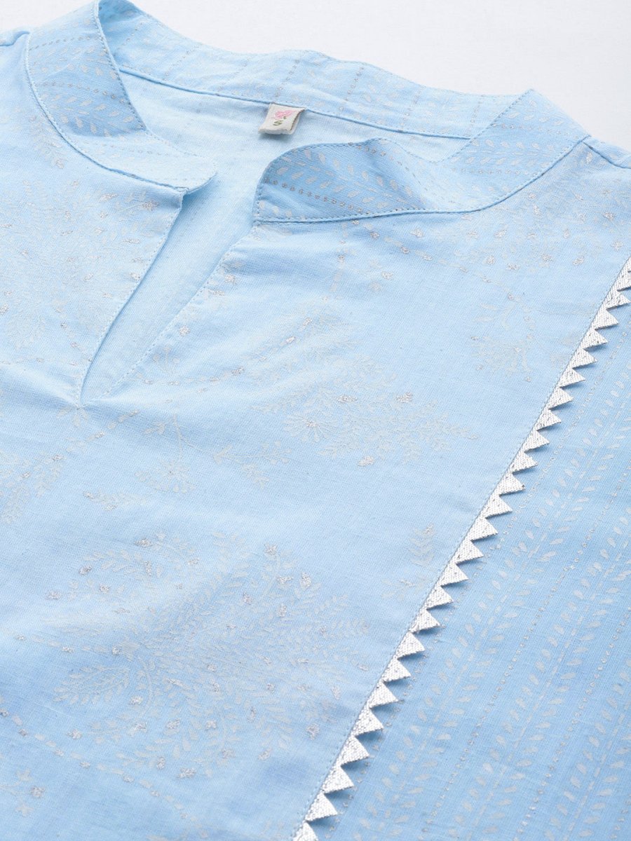 Ahalyaa Floral Print Gotta Patti Pure Cotton Ethnic Co-Ords - Distacart