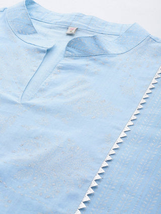 Ahalyaa Floral Print Gotta Patti Pure Cotton Ethnic Co-Ords - Distacart