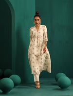 Thumbnail for trueBrowns Ivory Peach Cotton Front Gathered Kurta Pant Set - Distacart