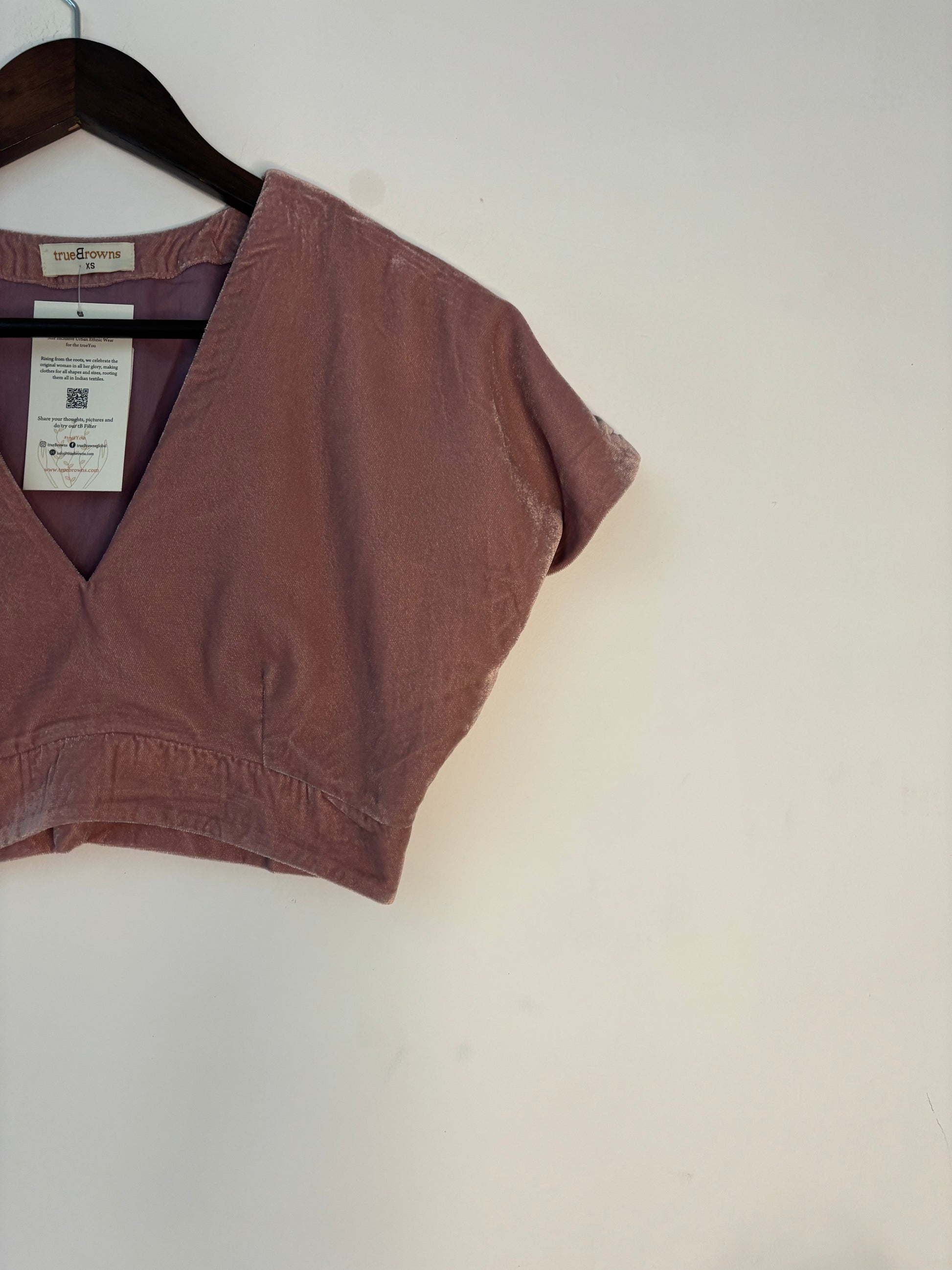 trueBrowns Light Pink Velvet Blouse - Distacart