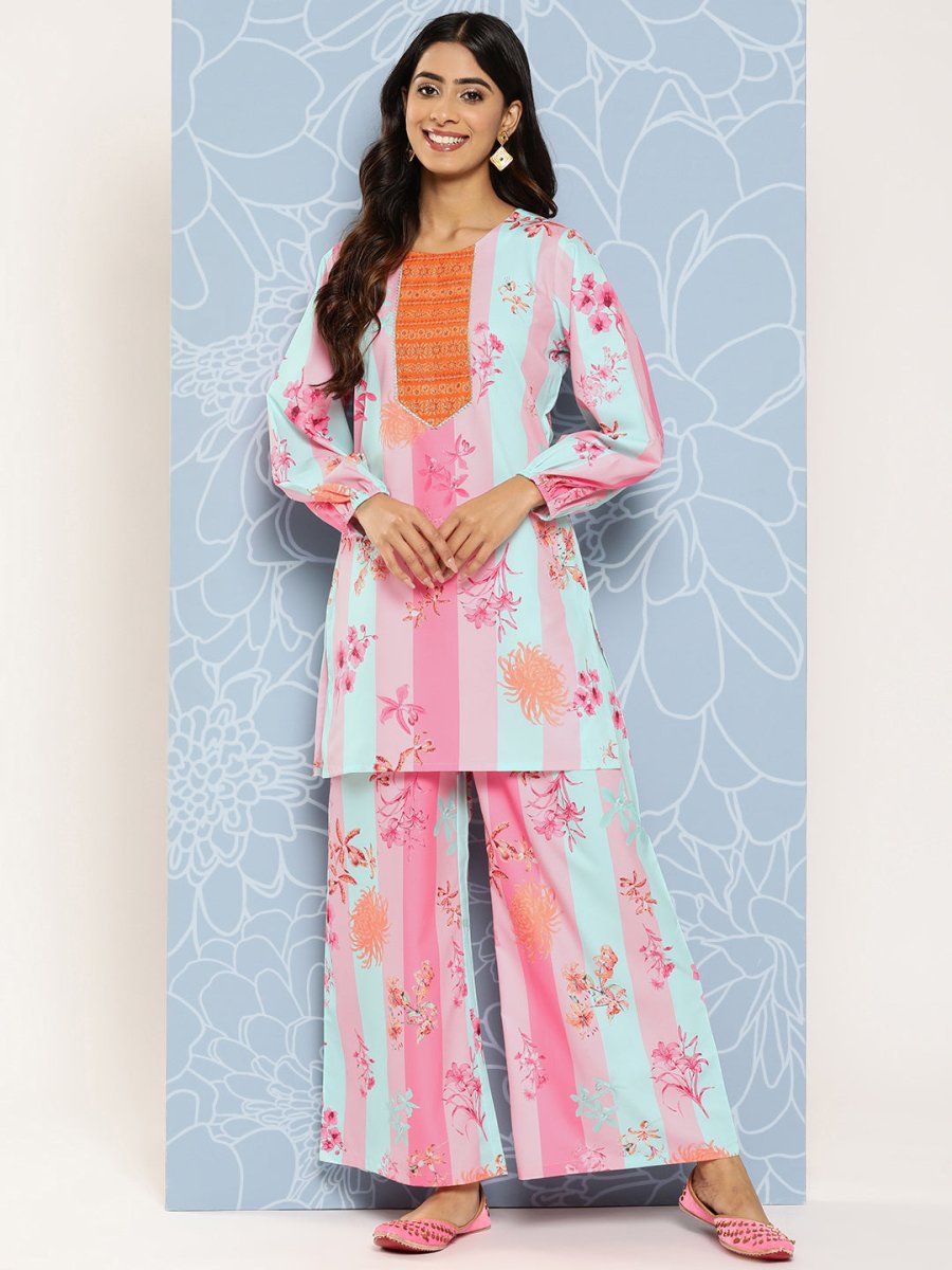 Ahalyaa Striped Ethnic Co-Ords - Distacart