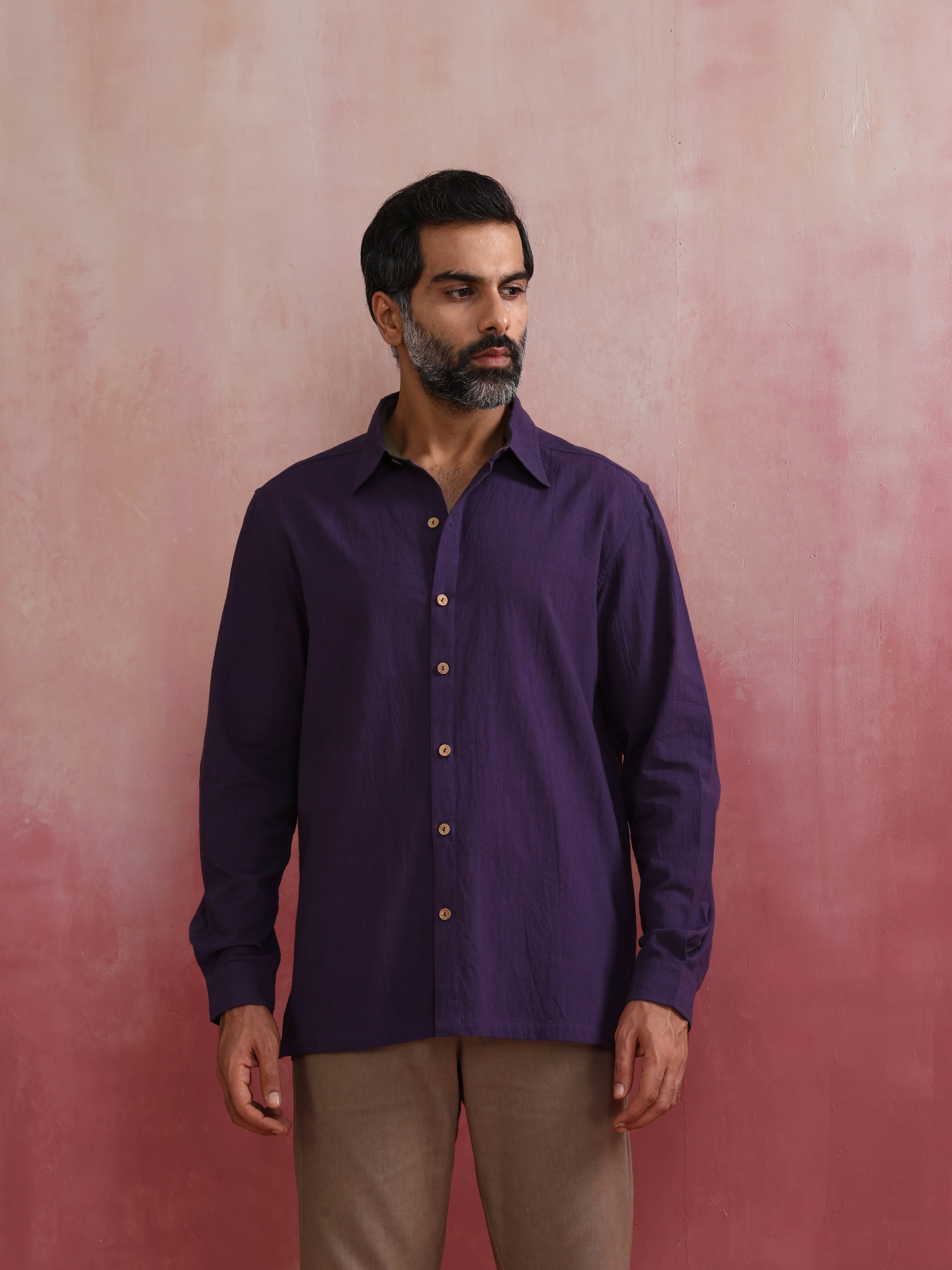 trueBrowns Men's Purple Cotton Shirt - Distacart