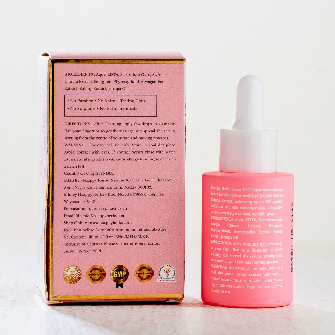 Haappyherbs Stem Cell Rejuvenation Serum - Distacart
