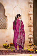 Thumbnail for BulBul Rashmi Fuschia Kurta Set with Dupatta
