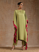 Thumbnail for trueBrowns Light Green Modal Satin High-Low Kaftan Kurta Set - Distacart
