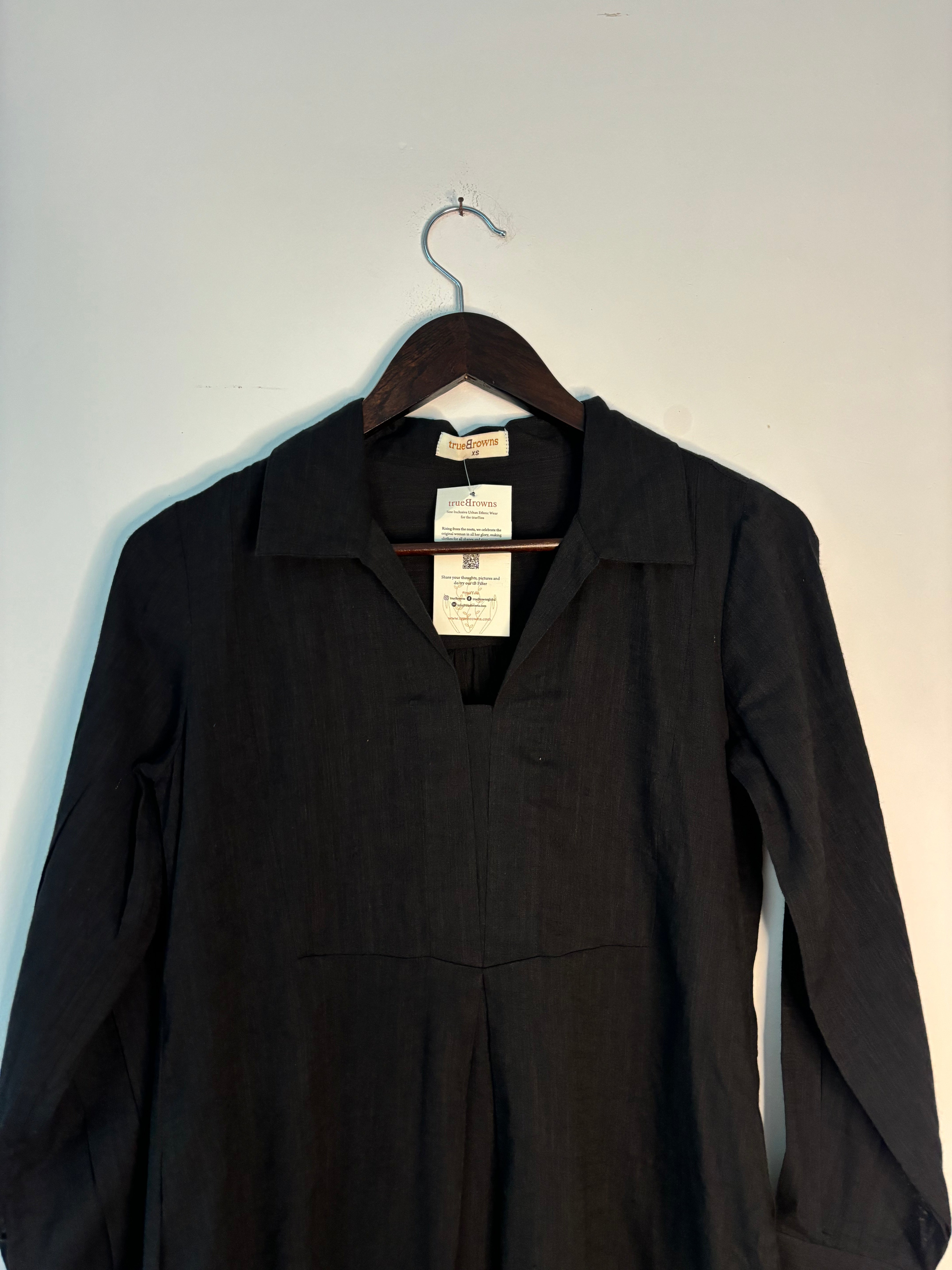 trueBrowns Black Slub Top - Distacart