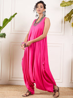 Thumbnail for InWeave Pink Round Sleeveless Jumpsuit