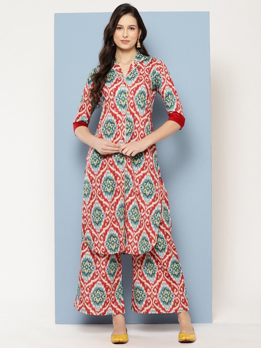 Ahalyaa Women Ethnic Motifs Printed Regular Gotta Patti Kurta with Palazzos - Distacart