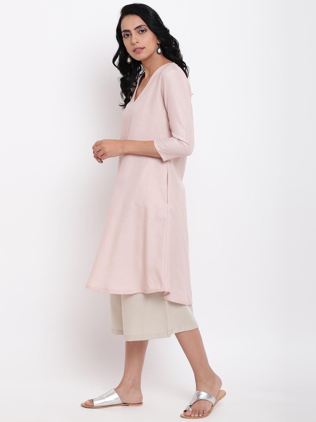 trueBrowns Linen Cotton Rose Kurta Pant Set - Distacart