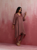 Thumbnail for trueBrowns Brown Modal High low Kurta Set