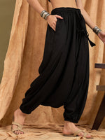 Thumbnail for InWeave Black Solid Harem Pant