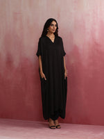 Thumbnail for trueBrowns Black Modal Kaftan Kurta Set