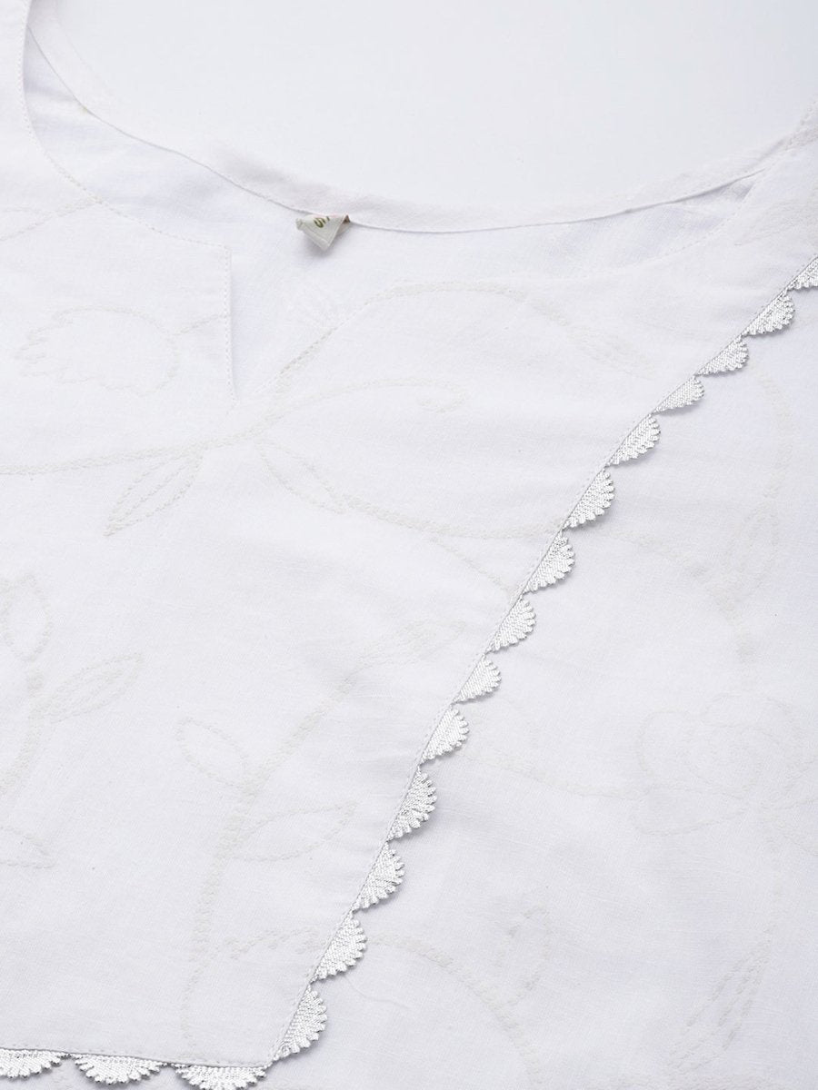 Ahalyaa Women Self Design Pure Cotton Tunic With Palazzos - Distacart