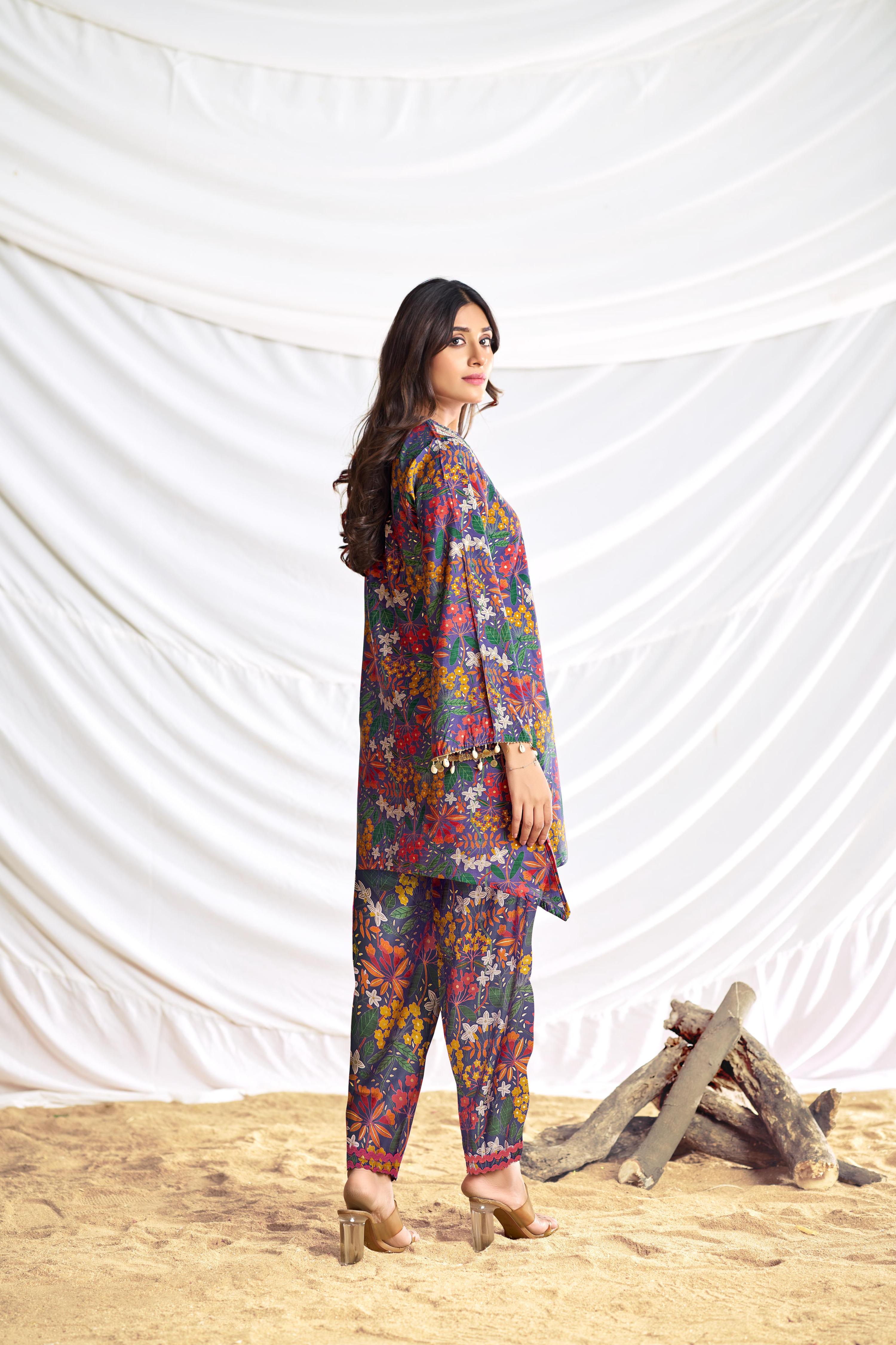BulBul Dharvi Chanderi Blue Co-Ord Set