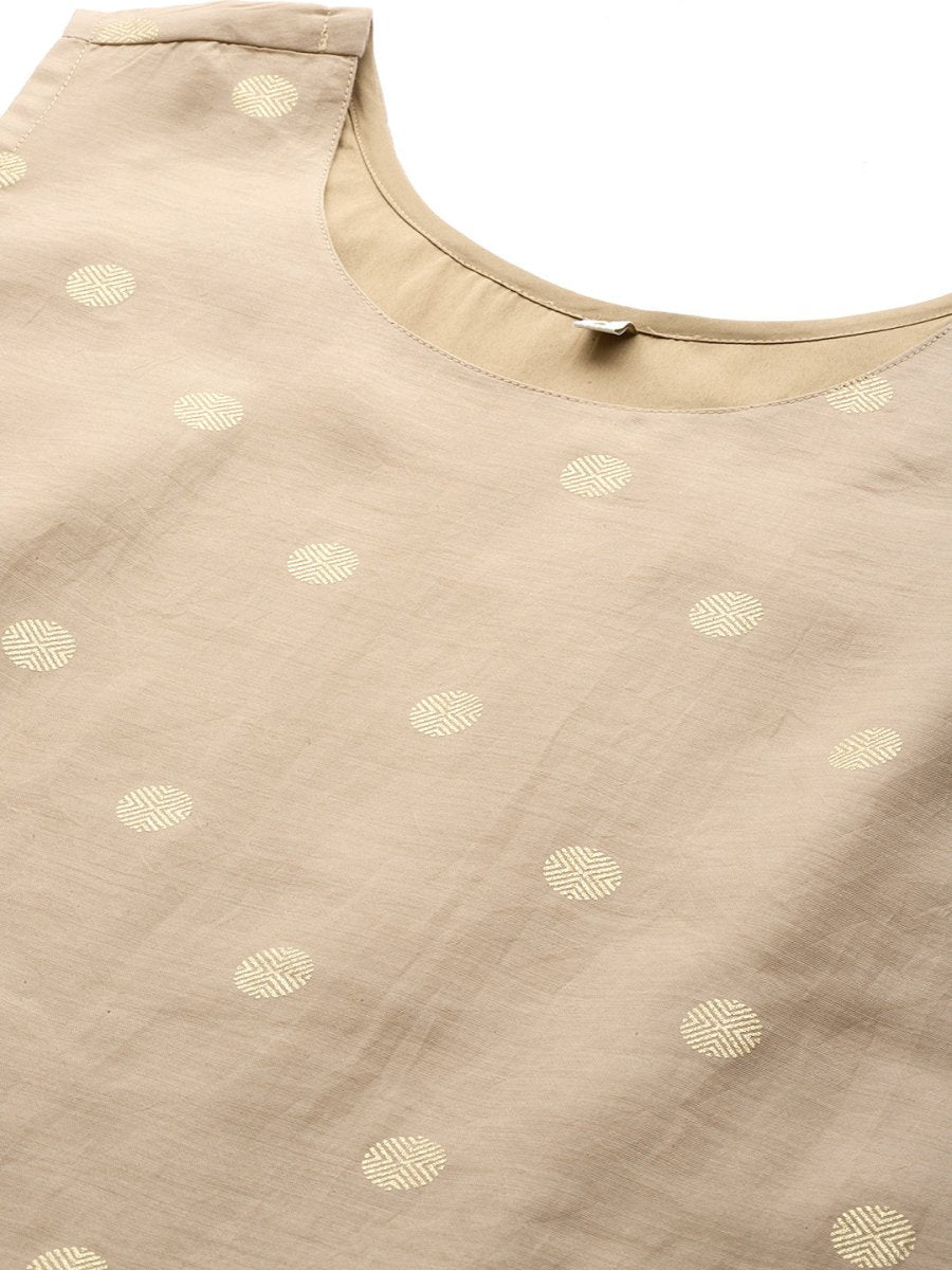 Ahalyaa Women Tan & Gold-Toned Geometric Printed Kurta - Distacart