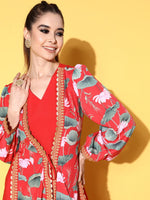 Thumbnail for Ahalyaa Floral Printed Tie-Ups Maxi Ethnic Dress - Distacart