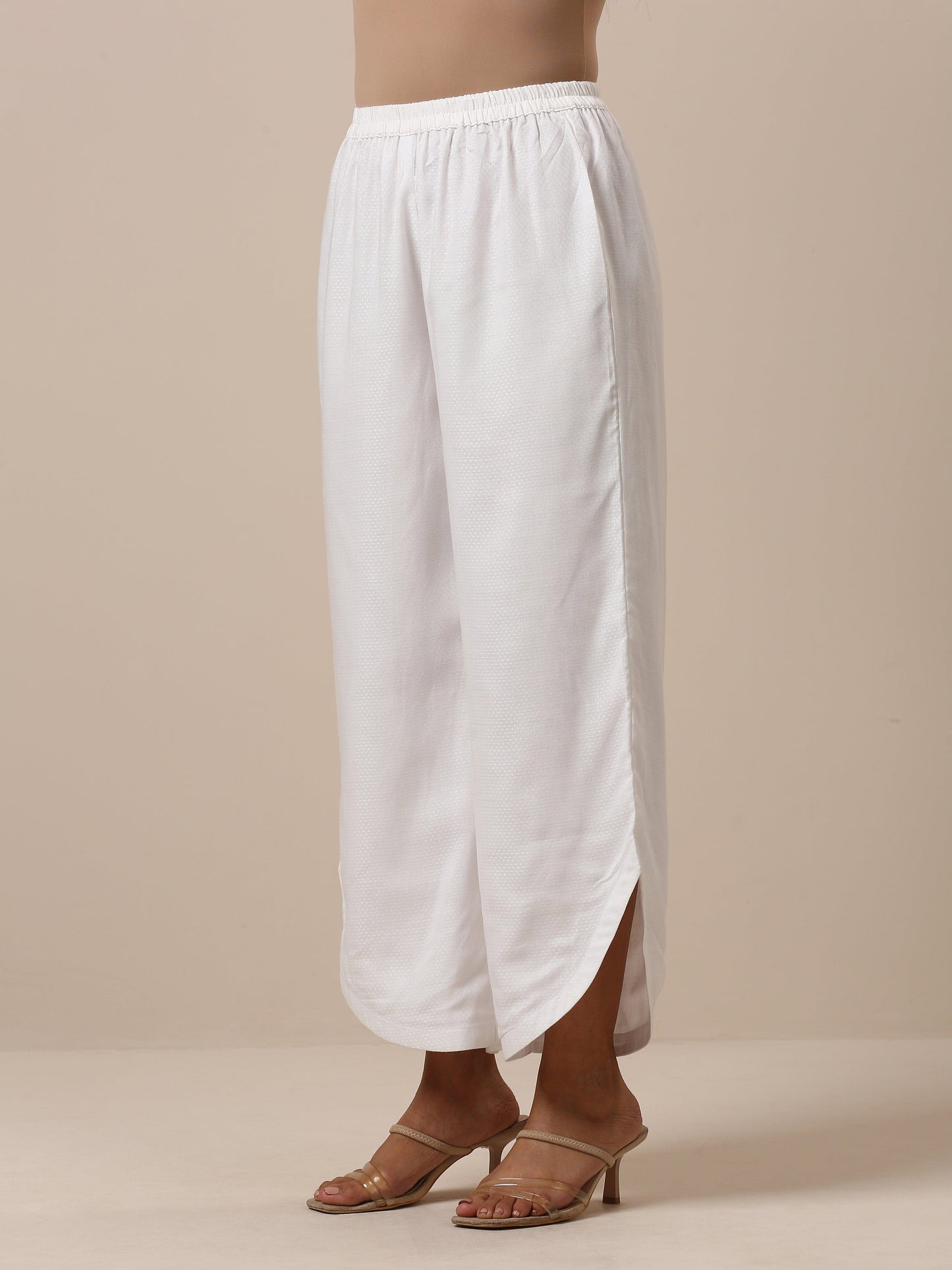 trueBrowns Cotton White Textured Curve Pant - Distacart