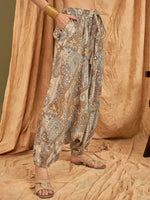 Thumbnail for InWeave Beige Paisley Flower Harem Pant