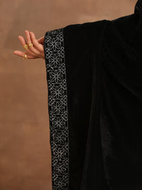 Thumbnail for trueBrowns Black Velvet Embroidered Shawl - Distacart