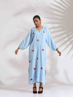 Thumbnail for trueBrowns Blue Cotton Embroidered Dress - Distacart