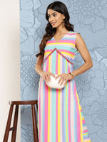 Thumbnail for Ahalyaa Striped Empire Gotta Patti Kurta With Palazzos - Distacart