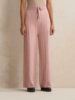 Thumbnail for trueBrowns Pink Woollen Flared Pants