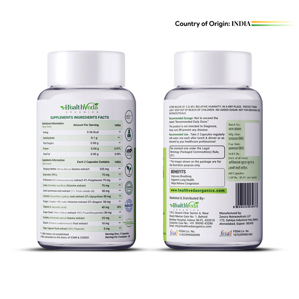 Health Veda Organics Lung Detox Veg Capsules - Distacart